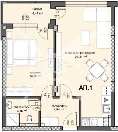 Двустаен апартамент в Пловдив, Център - 79 кв.м за 1204 €/кв.м - Снимка #1