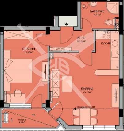 Двустаен апартамент в Бургас, Меден рудник - зона А - 62 кв.м за 979 €/кв.м - Снимка #1