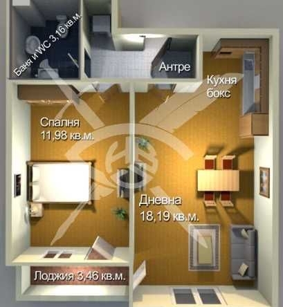 Едностаен апартамент в Бургас, Меден рудник - зона А - 36 кв.м за 1733 €/кв.м - Снимка #1