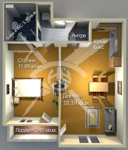 Едностаен апартамент в Бургас, Меден рудник - зона А - 36 кв.м за 1733 €/кв.м - Снимка #1