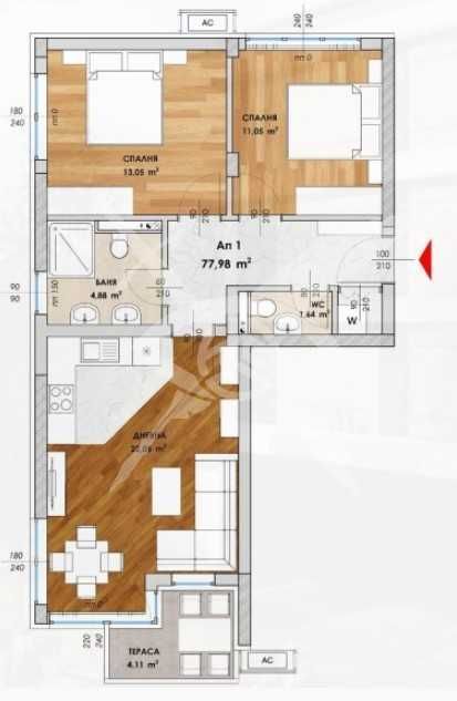 Тристаен апартамент в Пловдив, Кючук Париж - 77 кв.м за 1443 €/кв.м - Снимка #1