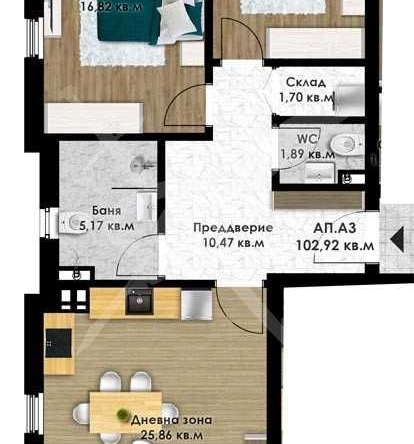 Тристаен апартамент в Пловдив, Остромила - 120 кв.м за 1091 €/кв.м - Снимка #1