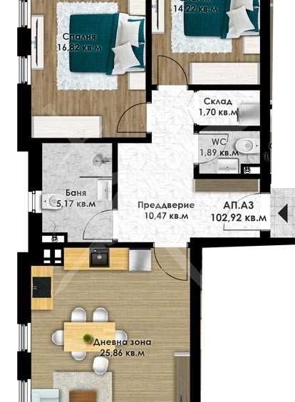 Тристаен апартамент в Пловдив, Остромила - 120 кв.м за 1091 €/кв.м - Снимка #1