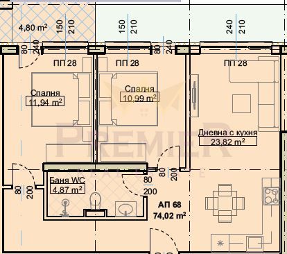 Тристаен апартамент в Китен - 90 кв.м за 1423 €/кв.м - Снимка #1