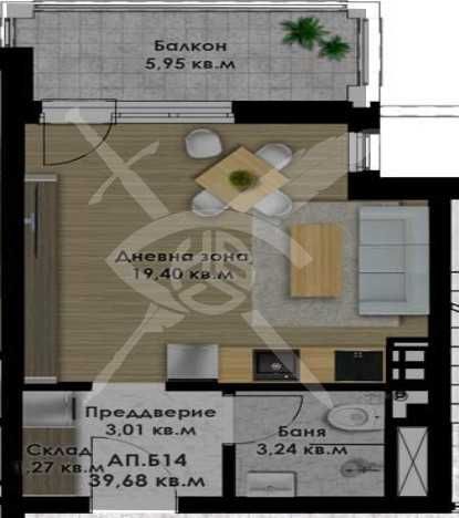 Едностаен апартамент в Пловдив, Остромила - 45 кв.м за 867 €/кв.м - Снимка #1