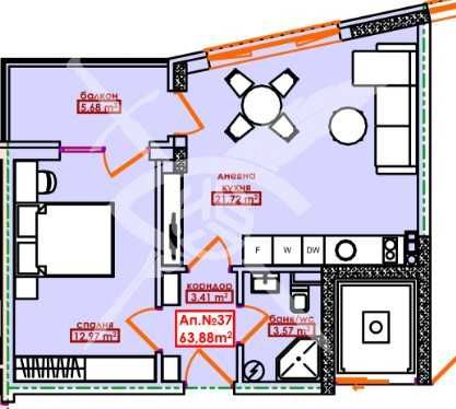 Двустаен апартамент в Бургас, Меден рудник - зона А - 63 кв.м за 466 €/кв.м - Снимка #1