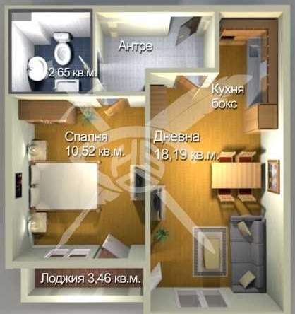 Двустаен апартамент в Бургас, Меден рудник - зона А - 34 кв.м за 1808 €/кв.м - Снимка #1