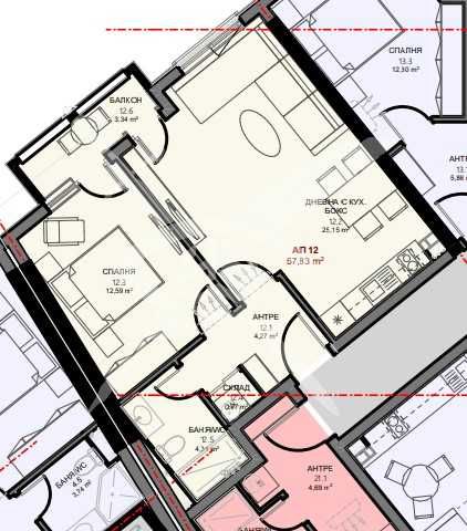 Двустаен апартамент в Поморие - 57 кв.м за 1106 €/кв.м - Снимка #1