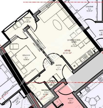 Двустаен апартамент в Поморие - 57 кв.м за 2168 €/кв.м - Снимка #1