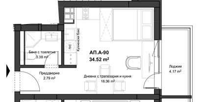 Едностаен апартамент в Пловдив, Кючук Париж - 44 кв.м за 890 €/кв.м - Снимка #1