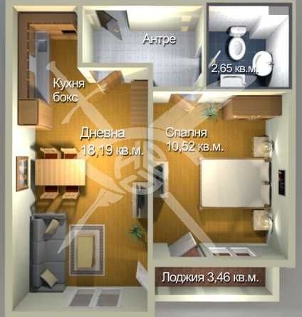 Двустаен апартамент в Бургас, Меден рудник - зона А - 34 кв.м за 1721 €/кв.м - Снимка #1