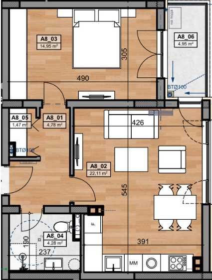 Двустаен апартамент в Пловдив, Остромила - 73 кв.м за 1200 €/кв.м - Снимка #1