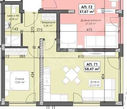 Двустаен апартамент в Пловдив, Кършияка - 72 кв.м за 1615 €/кв.м - Снимка #1