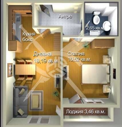 Двустаен апартамент в Бургас, Меден рудник - зона А - 34 кв.м за 1721 €/кв.м - Снимка #1