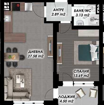 Двустаен апартамент в Пловдив, Мараша - 65 кв.м за 620 €/кв.м - Снимка #1
