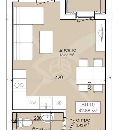 Едностаен апартамент в Созопол - 42 кв.м за 1441 €/кв.м - Снимка #1