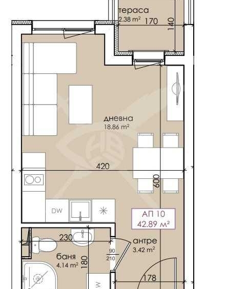Едностаен апартамент в Созопол - 42 кв.м за 1441 €/кв.м - Снимка #1