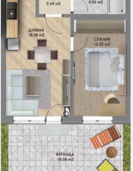 Двустаен апартамент в Пловдив, Христо Смирненски - 54 кв.м за 998 €/кв.м - Снимка #1