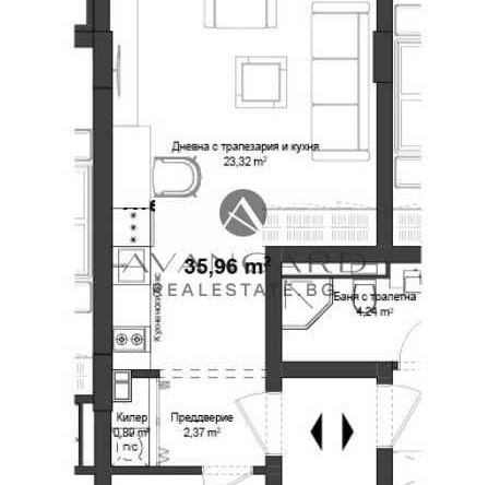 Едностаен апартамент в Пловдив, Кършияка - 44 кв.м за 918 €/кв.м - Снимка #1