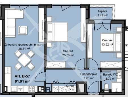 Тристаен апартамент в Пловдив, Христо Смирненски - 117 кв.м за 756 €/кв.м - Снимка #1