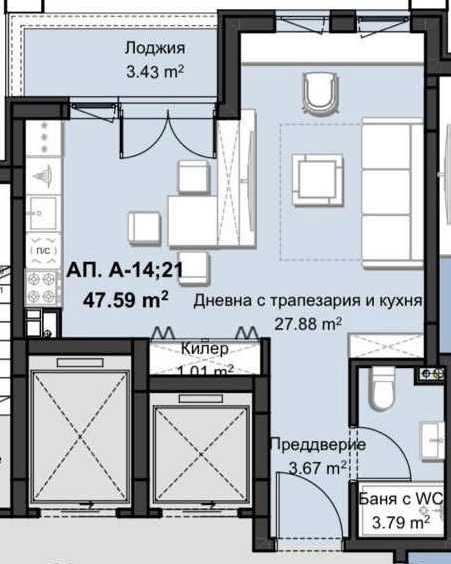Едностаен апартамент в Пловдив, Христо Смирненски - 47 кв.м за 749 €/кв.м - Снимка #1