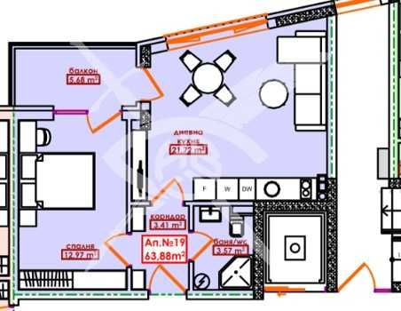 Двустаен апартамент в Бургас, Меден рудник - зона А - 63 кв.м за 466 €/кв.м - Снимка #1