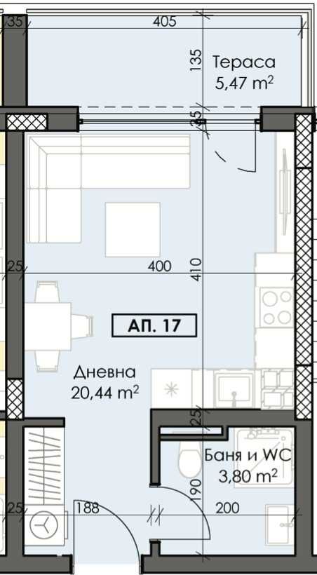 Едностаен апартамент в Пловдив, Тракия - 43 кв.м за 1076 €/кв.м - Снимка #1