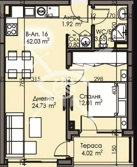 Тристаен апартамент в Бургас, Изгрев - 62 кв.м за 663 €/кв.м - Снимка #1