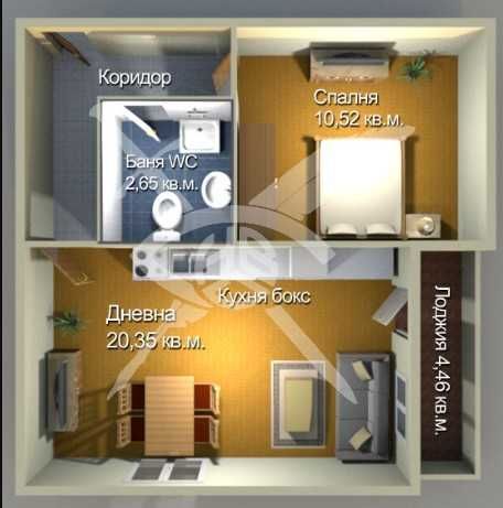 Двустаен апартамент в Бургас, Меден рудник - зона А - 37 кв.м за 1808 €/кв.м - Снимка #1