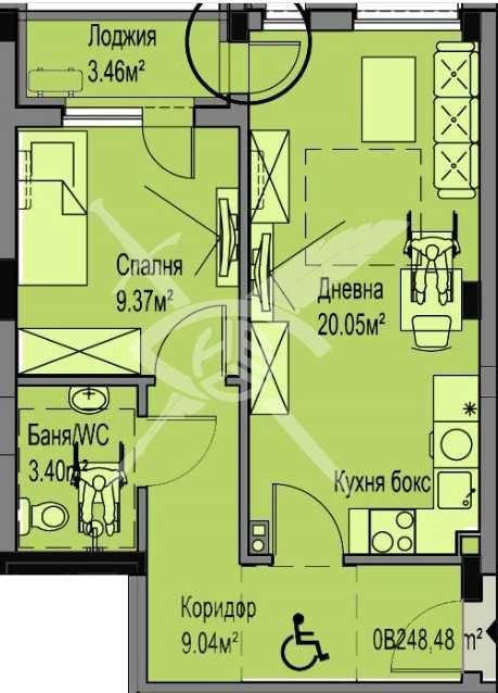 Двустаен апартамент в Бургас, Меден рудник - зона А - 48 кв.м за 1075 €/кв.м - Снимка #1