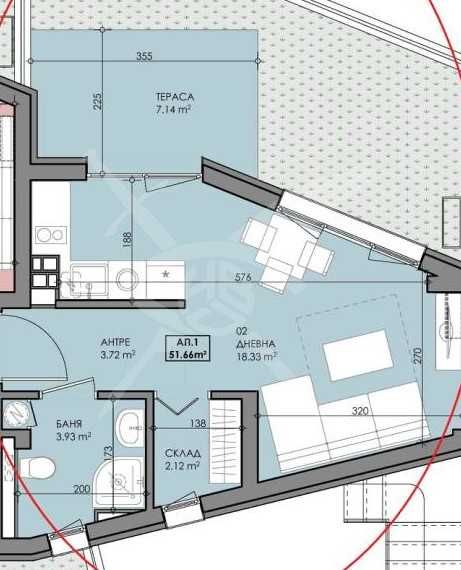Едностаен апартамент в Созопол - 67 кв.м за 887 €/кв.м - Снимка #1