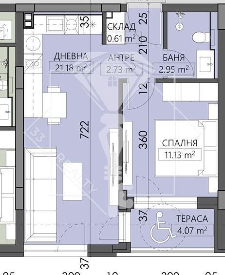 Двустаен апартамент в Пловдив, Младежки Хълм - 59 кв.м за 1605 €/кв.м - Снимка #1