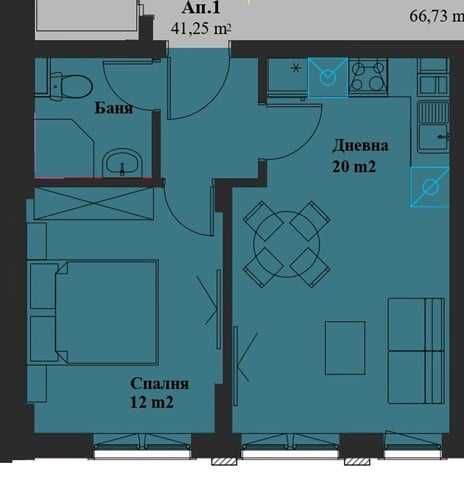 Двустаен апартамент в София, Банишора - 42 кв.м за 2358 €/кв.м - Снимка #1