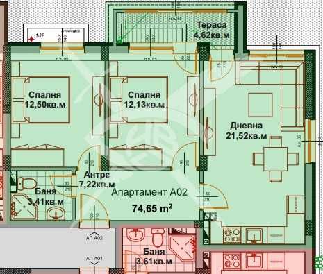 Тристаен апартамент в Айтос - 74 кв.м за 1004 €/кв.м - Снимка #1