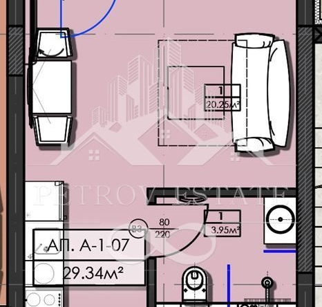 Едностаен апартамент в Велинград - 34 кв.м за 455 €/кв.м - Снимка #1