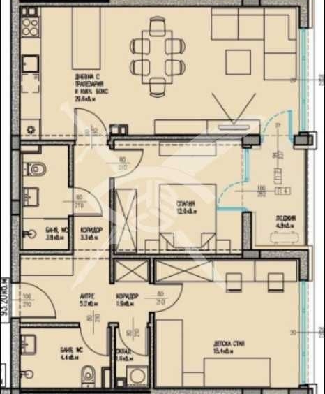 Тристаен апартамент в Бургас, Славейков - 95 кв.м за 1316 €/кв.м - Снимка #1