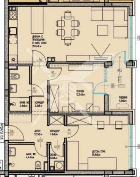 Тристаен апартамент в Бургас, Славейков - 95 кв.м за 1253 €/кв.м - Снимка #1