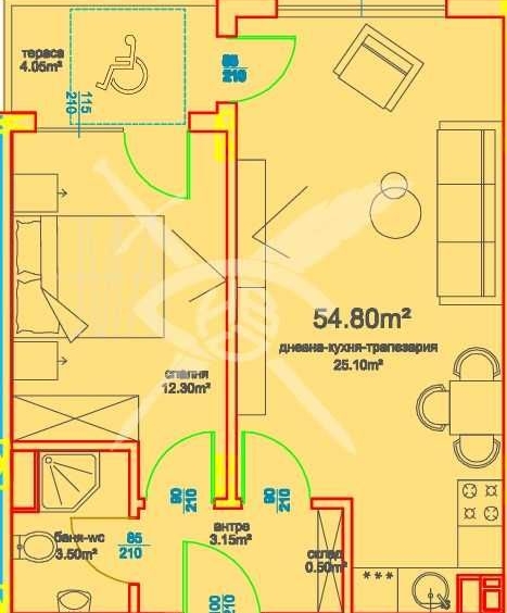 Двустаен апартамент в Бургас, Меден рудник - зона А - 61 кв.м за 879 €/кв.м - Снимка #1