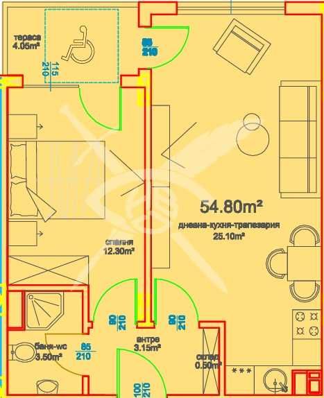 Двустаен апартамент в Бургас, Меден рудник - зона А - 61 кв.м за 879 €/кв.м - Снимка #1