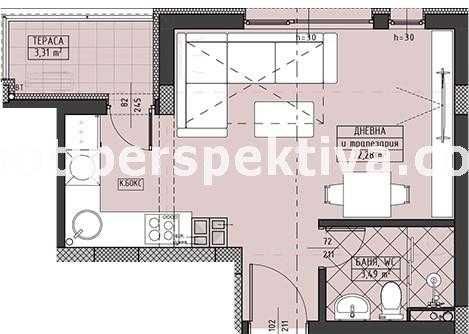 Едностаен апартамент в Пловдив, Христо Смирненски - 45 кв.м за 1289 €/кв.м - Снимка #1