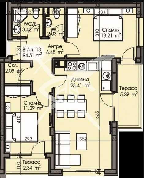 Тристаен апартамент в Бургас, Изгрев - 94 кв.м за 1308 €/кв.м - Снимка #1