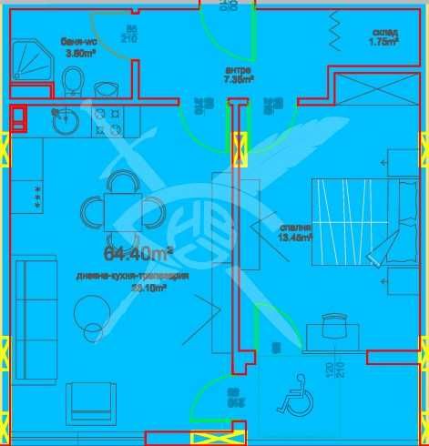 Двустаен апартамент в Бургас, Меден рудник - зона А - 67 кв.м за 518 €/кв.м - Снимка #1