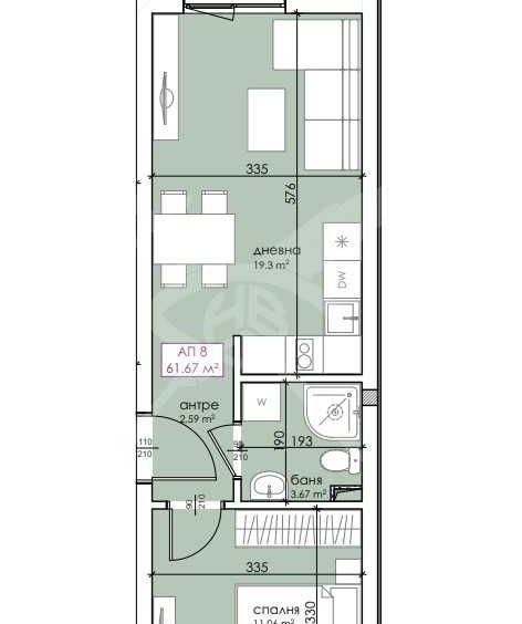 Двустаен апартамент в Созопол - 61 кв.м за 1419 €/кв.м - Снимка #1