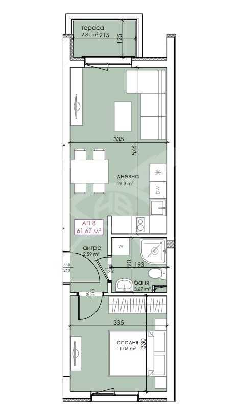 Двустаен апартамент в Созопол - 61 кв.м за 1419 €/кв.м - Снимка #1