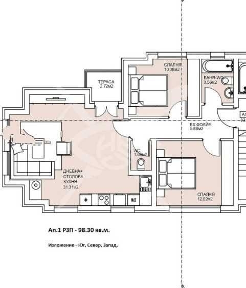 Тристаен апартамент в Пловдив, Южен - 98 кв.м за 713 €/кв.м - Снимка #1