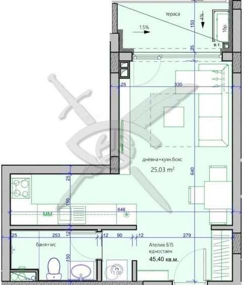 Едностаен апартамент в Бургас, Меден рудник - зона А - 45 кв.м за 612 €/кв.м - Снимка #1