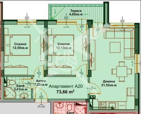Тристаен апартамент в Айтос - 73 кв.м за 1028 €/кв.м - Снимка #1