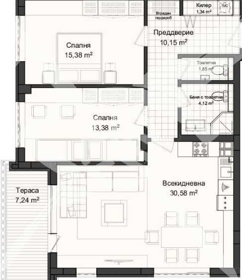 Тристаен апартамент в Пловдив, Кършияка - 115 кв.м за 854 €/кв.м - Снимка #1
