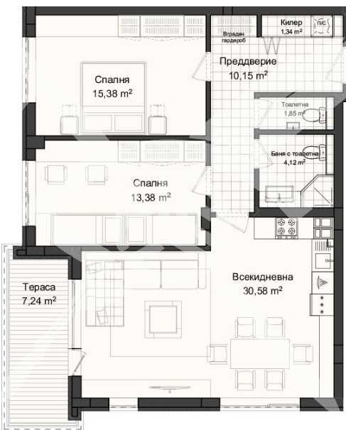Тристаен апартамент в Пловдив, Кършияка - 115 кв.м за 854 €/кв.м - Снимка #1