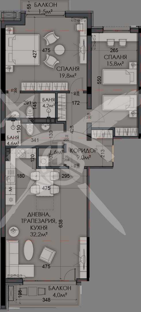 Тристаен апартамент в Варна, Виница - 131 кв.м за 1147 €/кв.м - Снимка #1